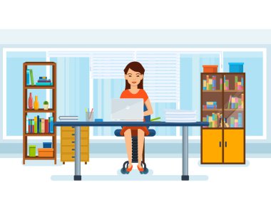 Ofiste çalışan kız, sıkı giysiler,.