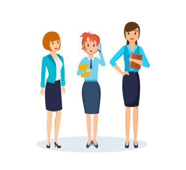 Ofis çalışanları sıkı iş elbiseleri, iş belgeleri ile.