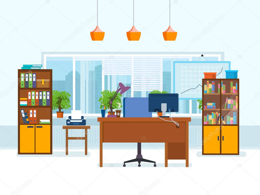 Imágenes: animadas de muebles de oficina | Interior de la oficina de la