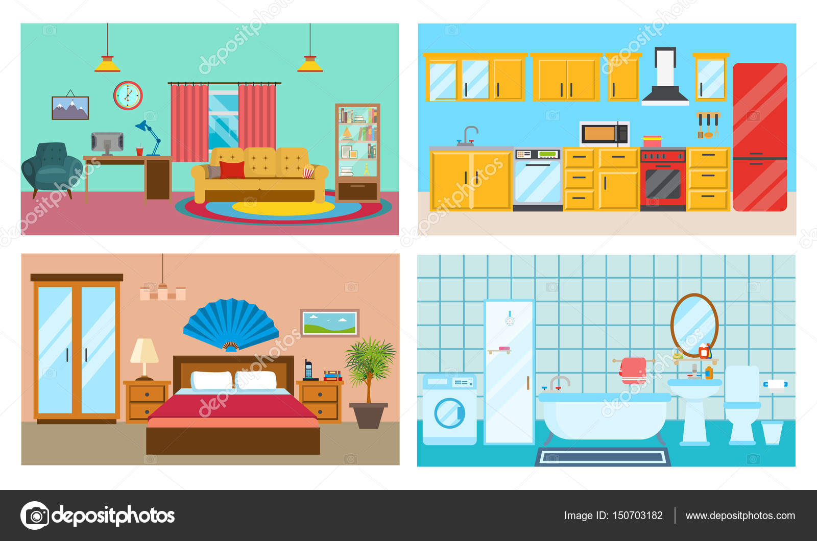 Cocina baño y dormitorio | Interior moderno de las habitaciones ... Cocina baño y dormitorio | Interior moderno de las habitaciones ...