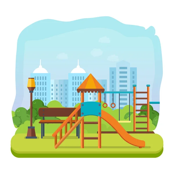 Zona de juegos para niños, entretenimiento en forma de barras horizontales y columpios . — Vector de stock