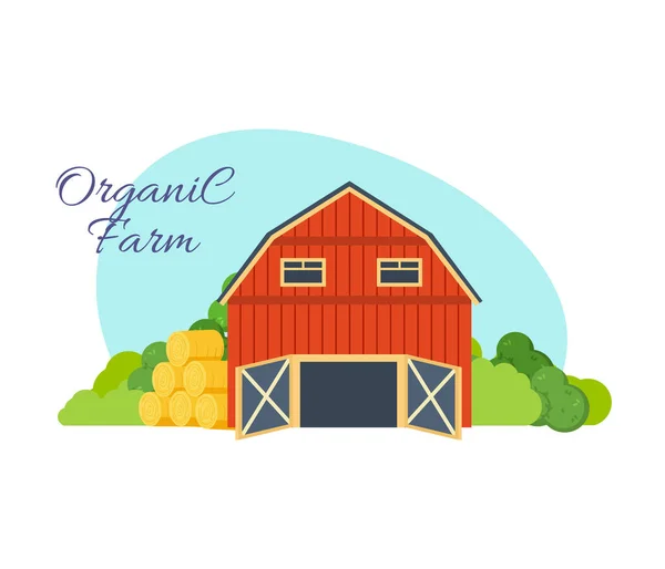 Farm surroundings, grounds, fields, agriculture, nature, natural environmentally friendly products. — Stock Vector