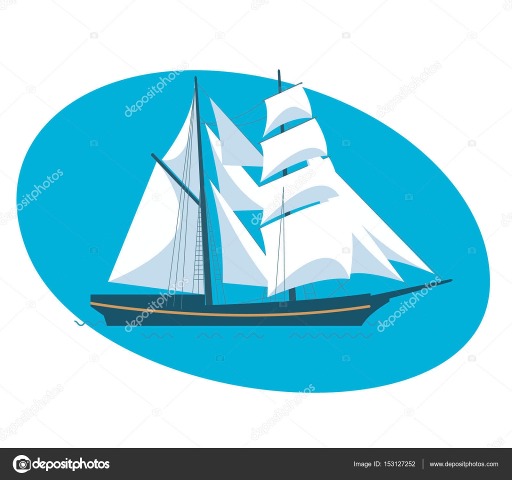 A beautiful modern sailboat frigate. Stock Vector by ©ideyweb