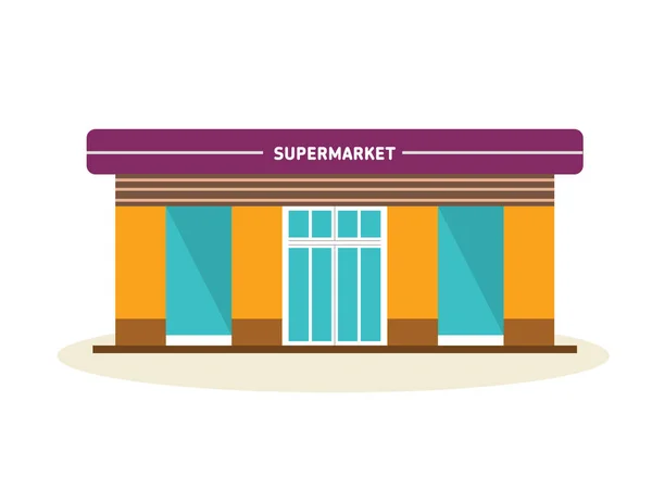 Moderno edificio de supermercados e interior exterior . — Vector de stock