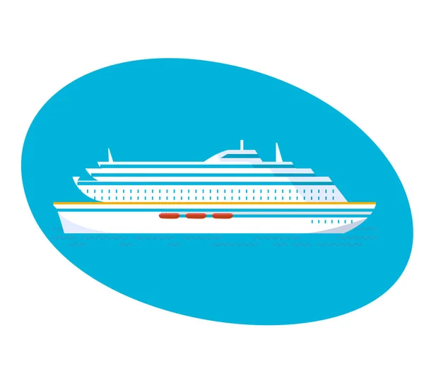 Великий багатоповерховий круїзний пасажирський лайнер на білому тлі . — стоковий вектор