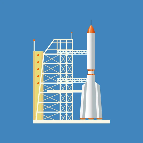 Raket gelanceerd vanaf station in lucht, geïnstalleerd op basis van de technische — Stockvector