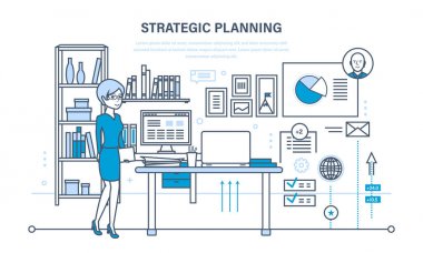 Strateji, pazarlama stratejisi planlaması. Yatırım büyüme, yönetim, planlama süreci, Toplantı.