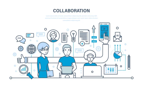 El concepto de cooperación, asociaciones, trabajo en equipo, un enfoque integrado . — Archivo Imágenes Vectoriales