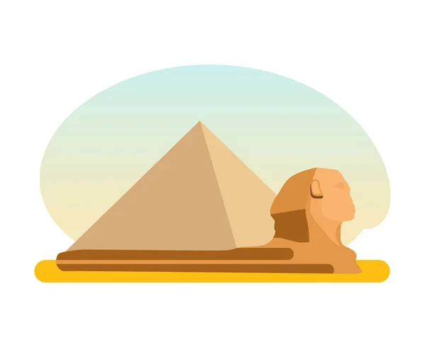 Slavné starověké egyptské pyramidy Cheops a Sfingy. — Stockový vektor