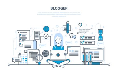 Teknolojileri, içerik, kullanıcılar, web sayfası ile yararlı malzeme ile çalışma.
