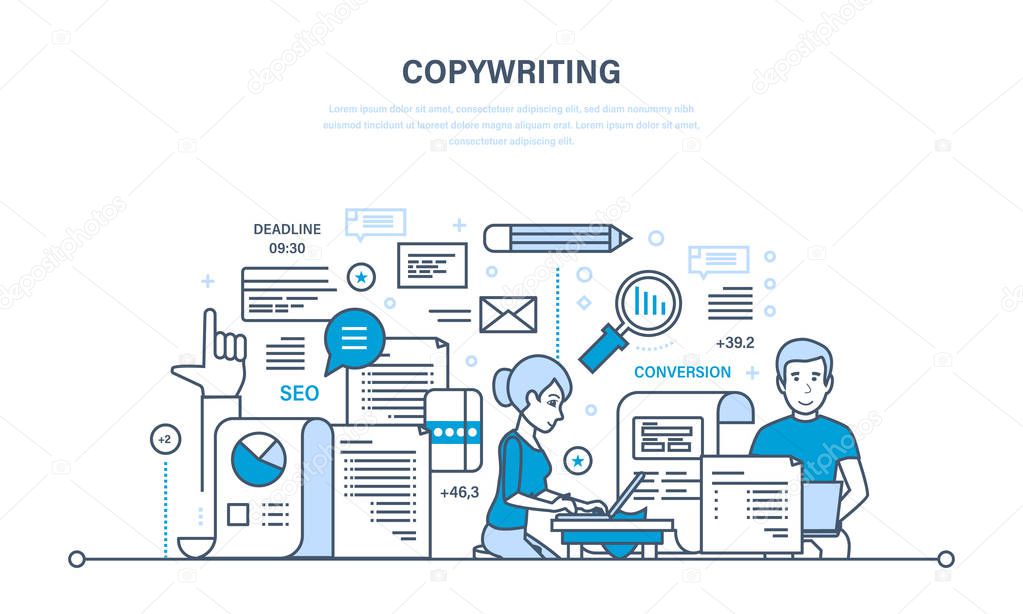 Copywriting. Creative writing of articles, seo, work in office, freelancing.