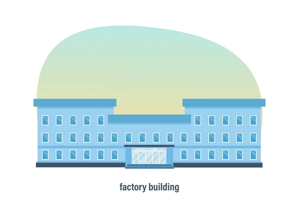 Przemysłowej fabryki trzy piętrowy budynek, kolorowy na zewnątrz elewacji. — Wektor stockowy