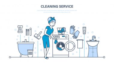 Banyoda, genç ev hanımı Temizleme Servisi devreye.