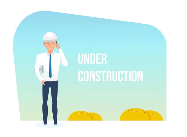 Engineer and building being under construction templates. — Stock Vector