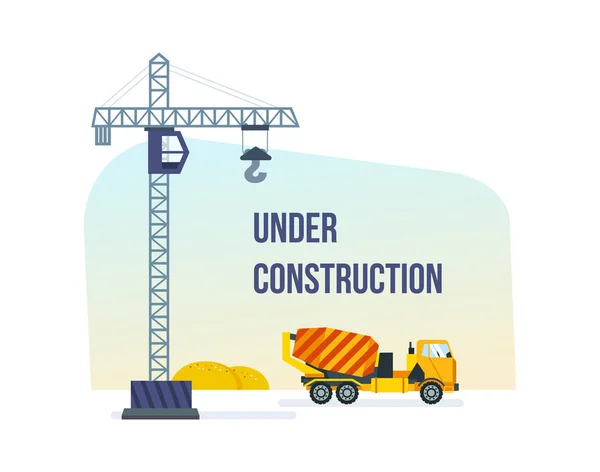 Construction under development, building house, the construction facilities and technique. — Stock Vector