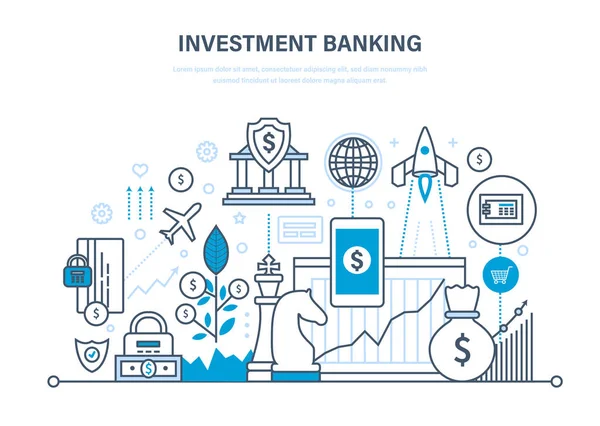 Financiële beleggingen, banking, beveiliging van gegarandeerde betalingen, transacties en stortingen.. — Stockvector