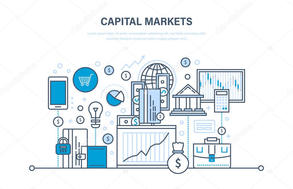 Capital markets, trading, online banking, e-commerce, investment growth, marketing, finance.