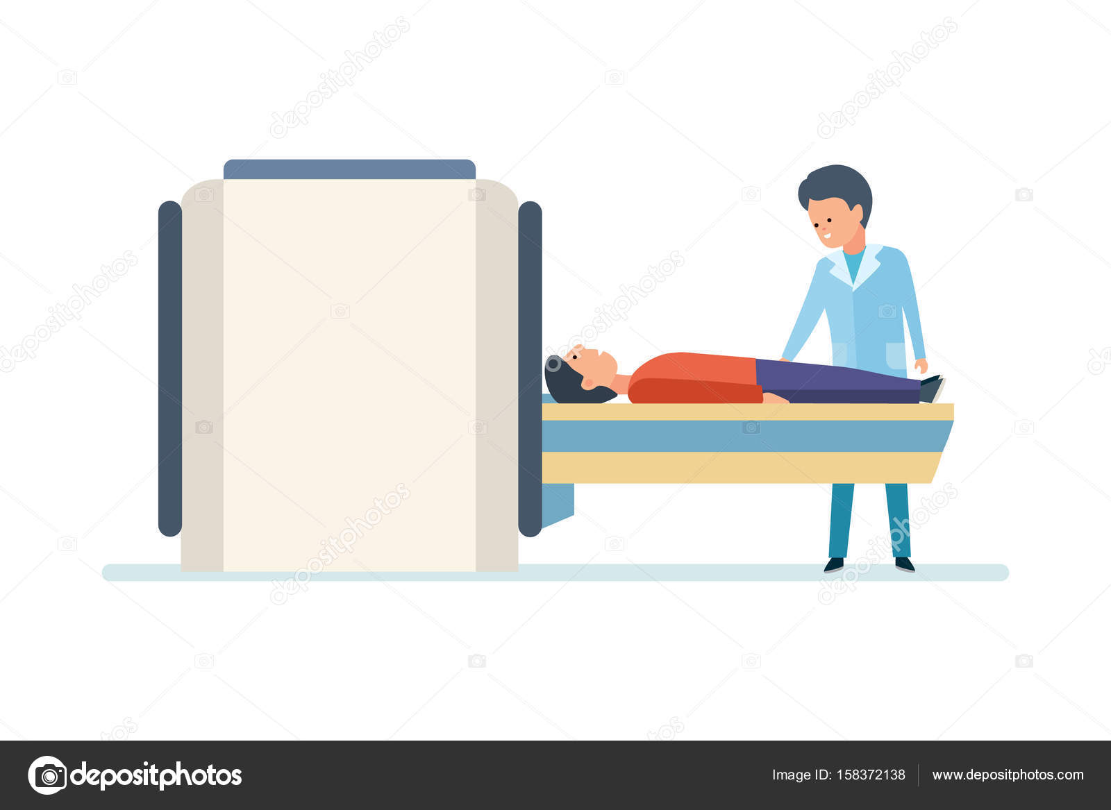 Medical research. Doctor preparing patient for MRI scan in hospital. Stock Vector Image by ©ideyweb #158372138 Medical research. Doctor preparing patient for MRI scan in hospital. Stock Vector Image by ©ideyweb #158372138