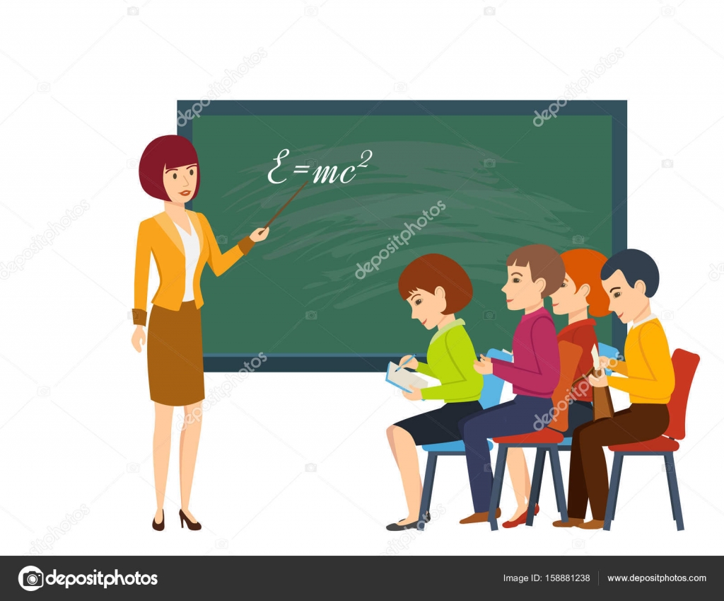 教室で若い女性学生を教えるし、資料を指示. ストックベクター ©ideyweb 158881238, image size:1600x1328