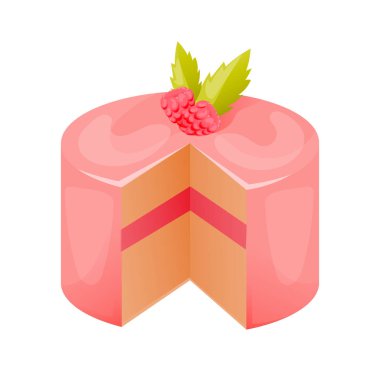 Sır, krem mousse, ahududu üstte ile ile pasta yakın çekim.