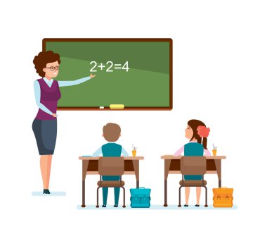 Öğretmen okul malzeme, söyler karar, okul bilgileri yazmak açıklar.