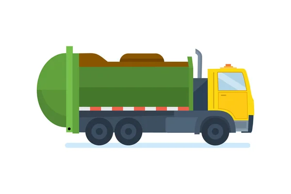 Garbage truck. Lakó- és kereskedelmi szilárdhulladék-gyűjtés és szállítás. — Stock Vector