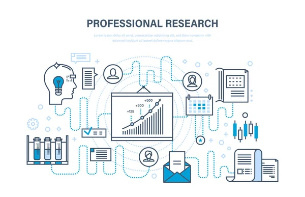 Recherche professionnelle. Planification d'entreprise, stratégie, suivi, analyse, développement de systèmes, éducation . — Image vectorielle