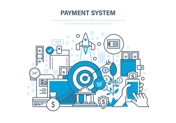 Système de paiement. Modalités et modalités de paiement, sécurité financière . — Image vectorielle