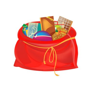 Festival güzel, büyük yeni yıl bag, hediyeler, Oyunlar, tatlılar.