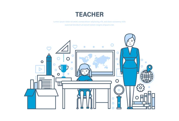 Lärare koncept. Corporate utbildning, utbildning för kollega, system för kunskap. — Stock vektor