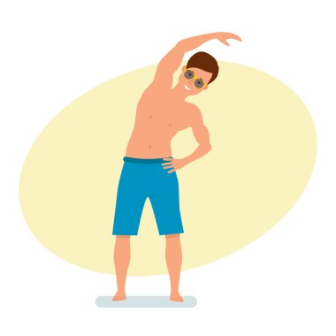 Şortla ayakta sörfçü egzersizleri yan yamaçları ile mu.