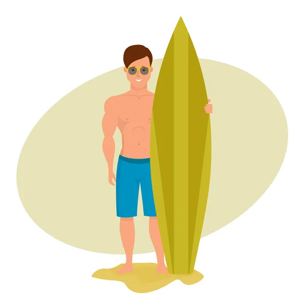 Surfeur tient le conseil pour la natation, passer des vacances sur la mer . — Image vectorielle