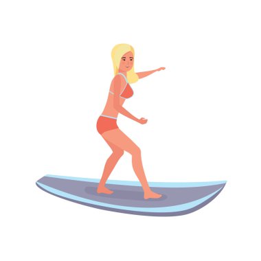 Okyanus dalgası üzerinde sürme surfer sörf tahtası ayakta ile. Sörf seyahat.