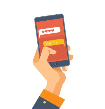 Gülümser ve iletileri gönderme messenger, Sms mesajı, e-posta.