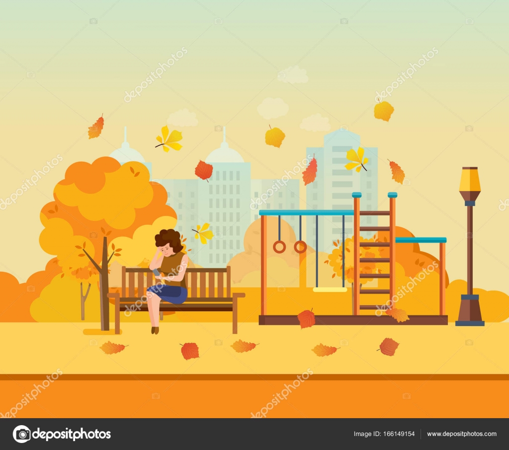 Autunno parco giochi per bambini intrattenimento in forma di barre orizzontali e altalene a piedi il parco Autunno parco cittadino con foglie colorate