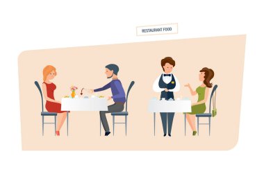 Restoran yiyecek. İnsanlar restoranda yemek ve emirleri yapmak.