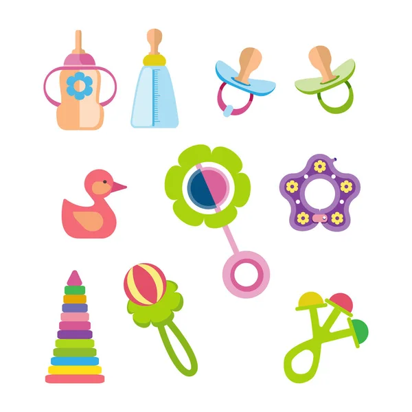 Ensemble d'enfants, jouets pour enfants et accessoires concept . — Image vectorielle