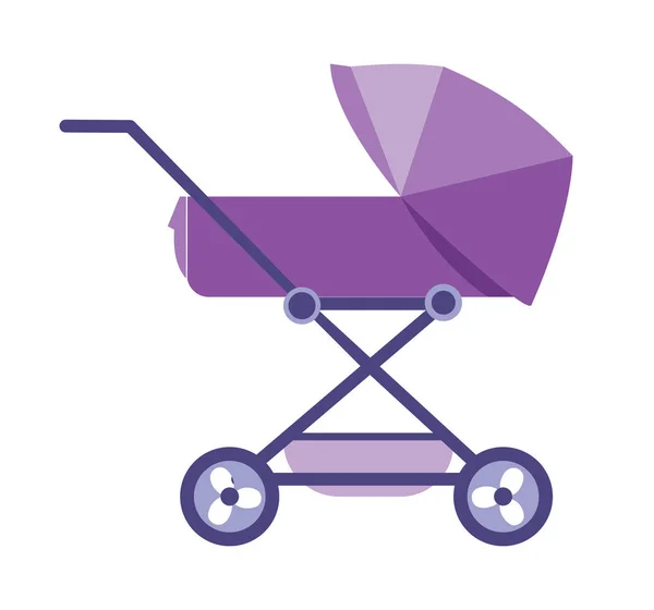 Belo carrinho de bebê moderno, para transportar crianças pequenas com conforto . — Vetor de Stock