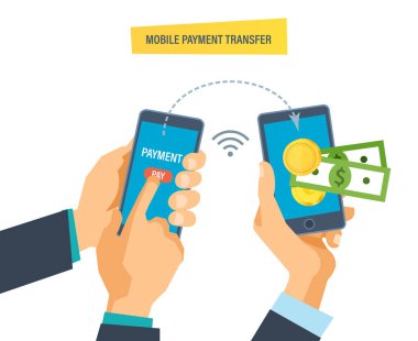 Mobil ödeme. Para transferleri mobil sistemler aracılığıyla mali hareketlerde.