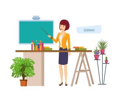Çalışma alanı yanındaki ofiste iş Semineri. Kurumsal eğitim, tanıtım.