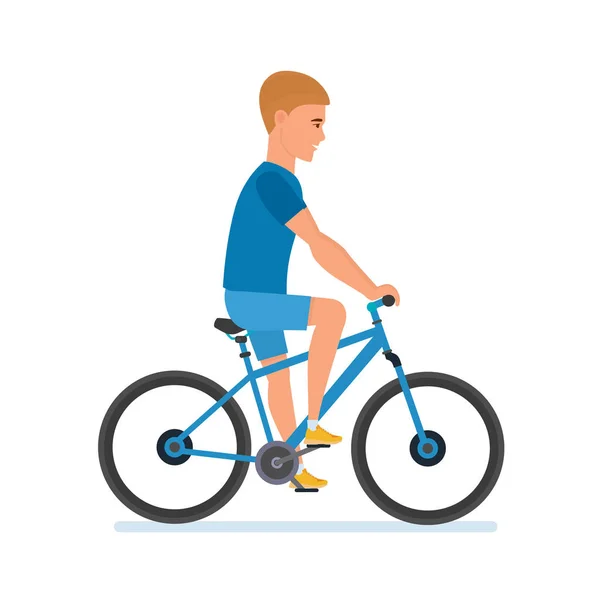 Jeune athlète va promenades vélo, courses, rouleaux autour de la ville . — Image vectorielle