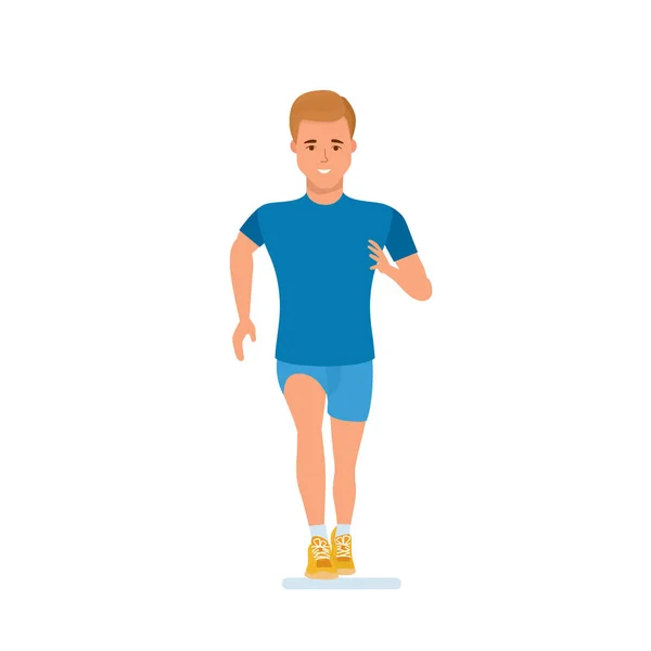 Atleta dedicado al atletismo, correr, hacer ejercicios físicos especiales, calentamiento . — Vector de stock