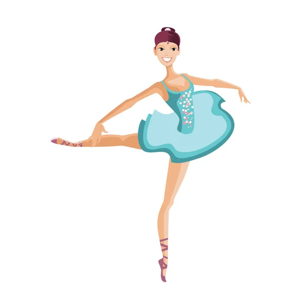 Fiatal táncos lányra balerina jelmez, teszi sima mozgást. — Stock Vector