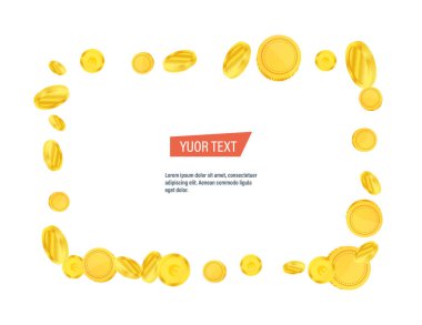 Altın sikkeleri uçmaktan yapılmış kare çerçeve