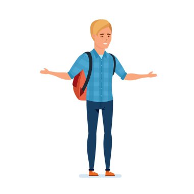 Traveler arkasında, sırt çantası ile hayran doğa, Mimarlık ve çevre.