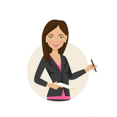 Kız, ofis çalışanı, veri düzeltmeleri önemli bilgileri not defterine yazar..