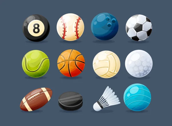 Set van moderne sportartikelen van verschillende soorten sport. — Stockvector