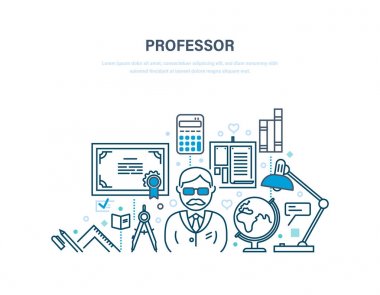 Professor, education. Training, distance learning, technology, knowledge, teaching and skills. clipart