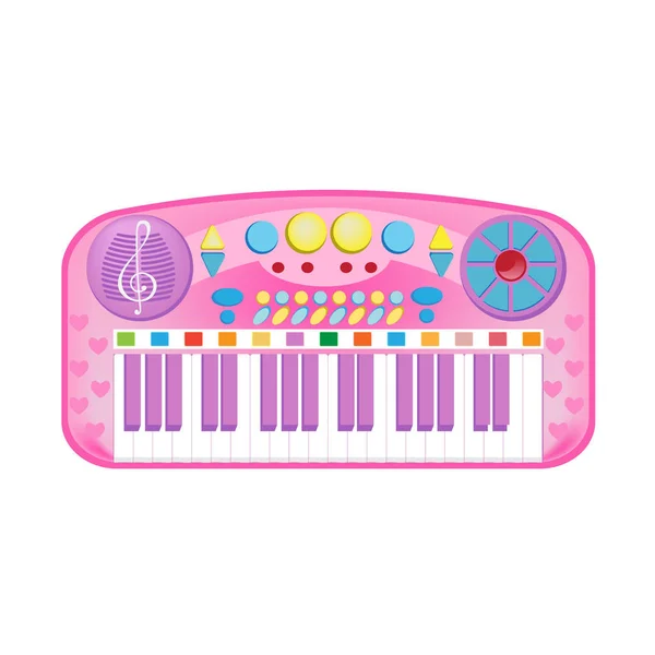 Hermoso sintetizador musical con muchas claves y funciones diferentes . — Vector de stock
