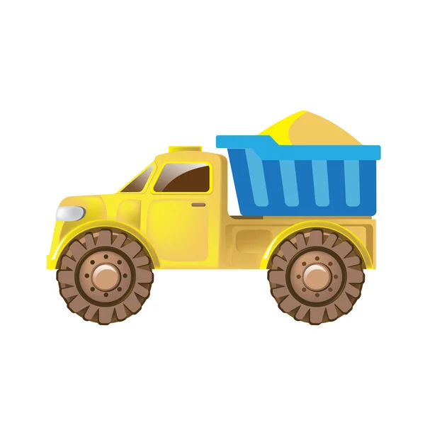 Vehículo de camión para niños para entrega, carga, transporte de materiales de construcción . — Vector de stock